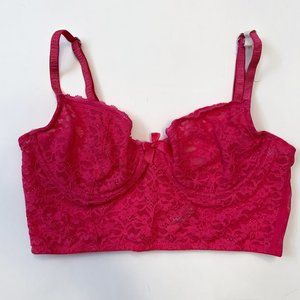 Aerie Pink Lace Longline Bralette 32C
